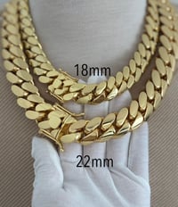 Image 4 of Miami Cuban Link Chain Only, Handmade Real 14k Gold Plated 18mm(Five Times Plated)