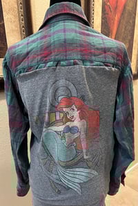 Vintage Green/Purple/Pink Flannel Shirt Disney Ariel