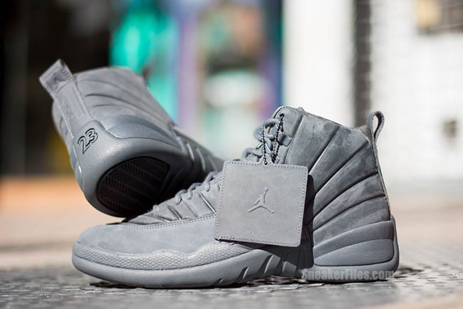 Jordan 12 best sale grey suede