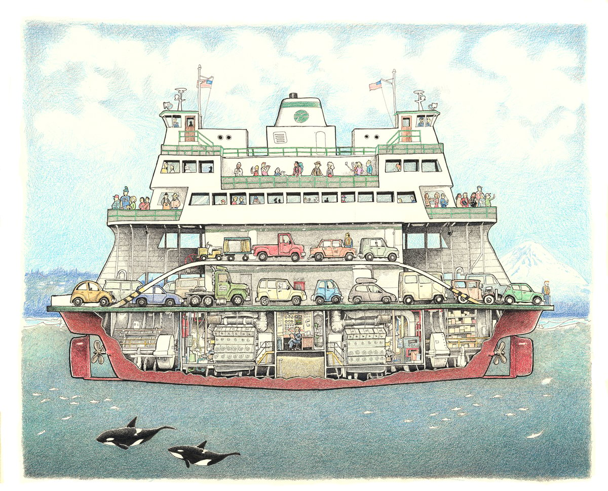 ferry washington state scow bigcartel boat cutaway drawing ferries ship boats plans drawings fishing deck thescow building menu sound puget