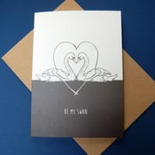 Image of Be My Swan Romantic Card Valentine's Anniversary in Grey