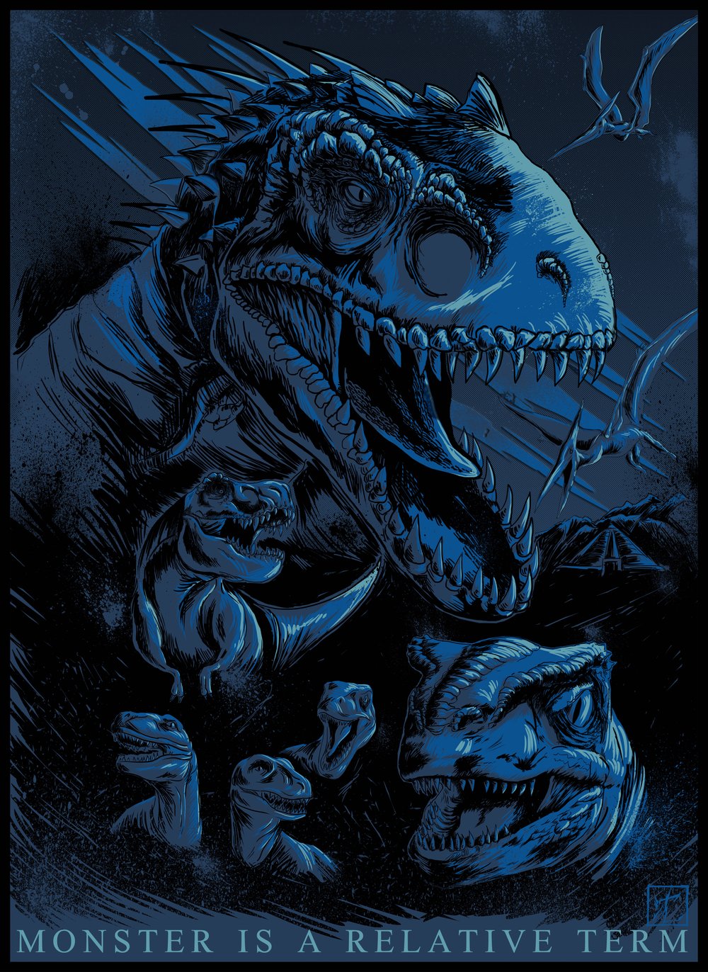 Image of Jurassic World coloured A3 print.