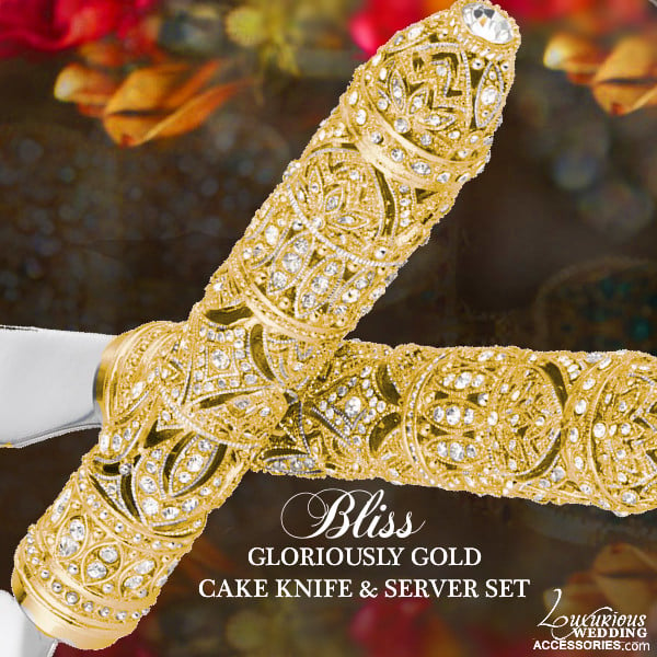 Wedding Cake Knife & Server Set - Engravable Rose Gold - Ella Celebration