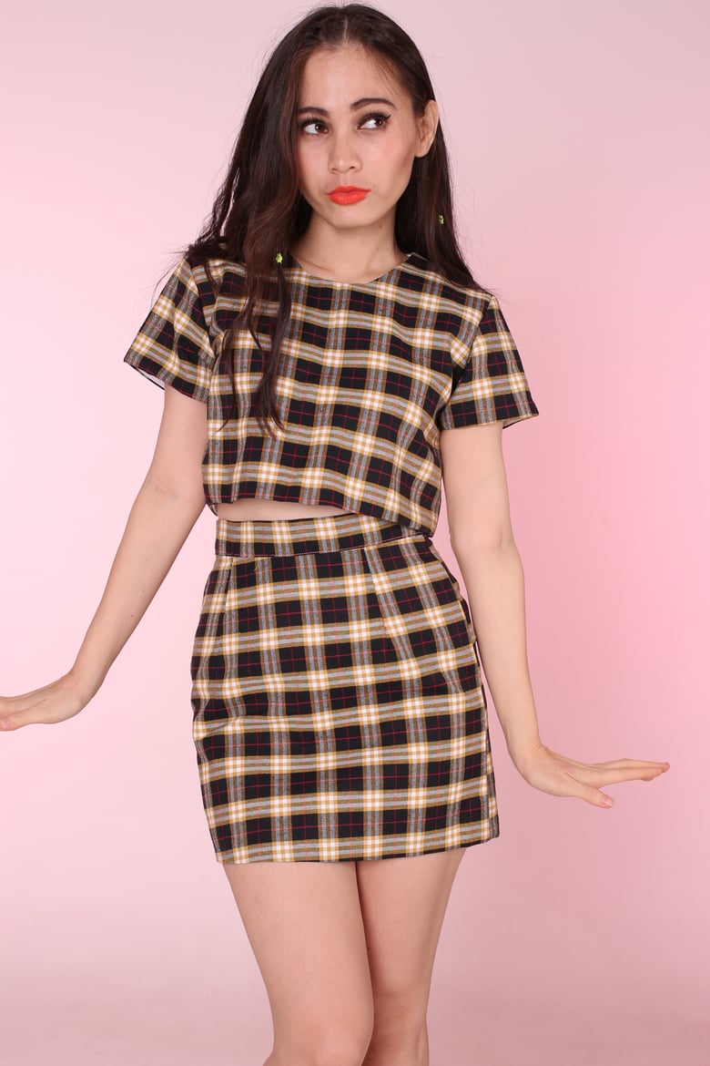 Image of Black & Yellow Tartan Motel 2 piece Set