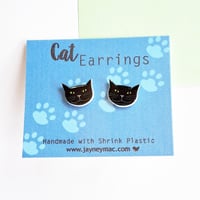 Image 2 of  Cat Earrings 4 colour options - Shrink Plastic cat earrings