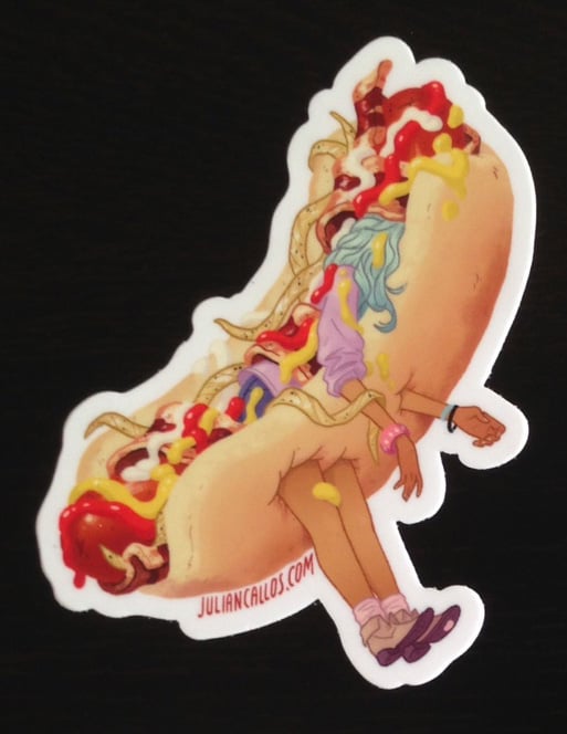 Image of Youth Stuck in Bacon-Wrapped Hot Dog sticker