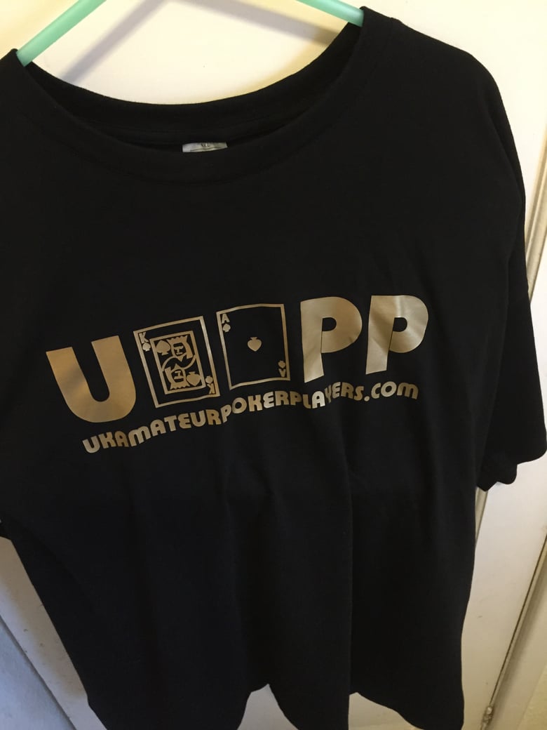 Image of UKAPP LTD Edition gold logo black tee shirt