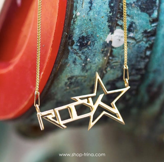 Image of 14 KT Gold Rock Starr Pendant Chain