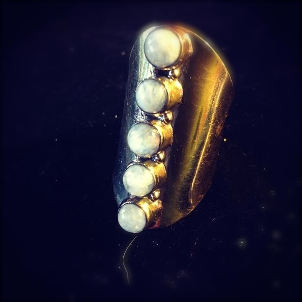 Image of Bring out the Inner Truth of your Goddess~Moonstone and Brass knuckle ring