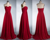 Image 1 of Pretty Custom Handmade Beautiful Simple Sweetheart Red Prom Dresses, Red Bridesmaid Dresses 2017