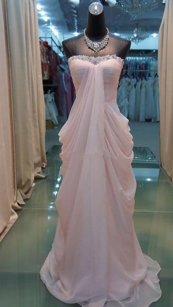 Pretty Pink Handmade Floor Length Prom Dresses 2017, Bridesmaid Dresses