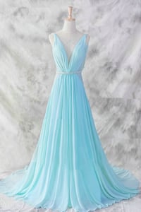 Image 1 of Glam Custom Handmade V-neckline Backless Prom Dresses, Sexy Evening Dresses, Formal Dresses