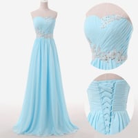 Image 1 of Pretty Blue Simple Long Chiffon Prom Dresses 2017, Bridesmaid Dresses, Simple Gowns