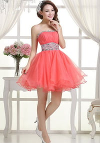 Image 1 of Custom Made Watermelon Ball Gown Short Prom Dresses , Homecoming Dresses, Short Party Dresses