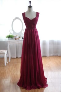 Image 1 of Charming Burgundy Chiffon Backless Prom Dresses , Burgundy Prom Dresses, Evening Dresses