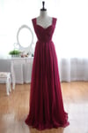 Charming Burgundy Chiffon Backless Prom Dresses , Burgundy Prom Dresses, Evening Dresses