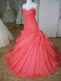 Image 1 of Gorgeous Handmade Watermelon Ball Gown Sweep Train Prom Dress,Prom Dresses 2016, Evening Gowns