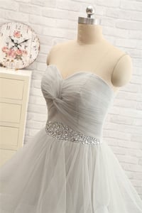 Image 2 of  Custom Handmade Grey Tulle Lace-Up Prom Dresses 2016, Evening Gown 2016