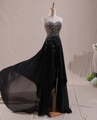 Image 1 of Charming Black High Low Beaded Prom Dresses 2017, Black Evening Dresses