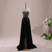 Image 2 of Charming Black High Low Beaded Prom Dresses 2017, Black Evening Dresses