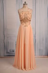 Pretty Peach Pink Spaghetti Straps Prom Dresses , Prom Gowns, Evening Dresses
