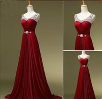 Image 1 of Pretty Wine Red Sequins Long Prom Dresses, Long Party Dresses, Evening Dresses
