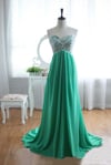 Sparkle Green Beaded Long Prom Dresses 2016, Prom Gowns, Evening Dresses