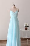 Beautiful Simple Blue Straps Long Prom Gowns, Light Blue Bridesmaid Dresses 