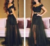 Charming Black Two Piece Tulle Formal Dresses , Two piece Prom Dresses