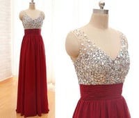 Image 1 of Sparkle Wine Red Beadings Straps Long Prom Dresses 2016, Prom Gowns, Evening Dresses