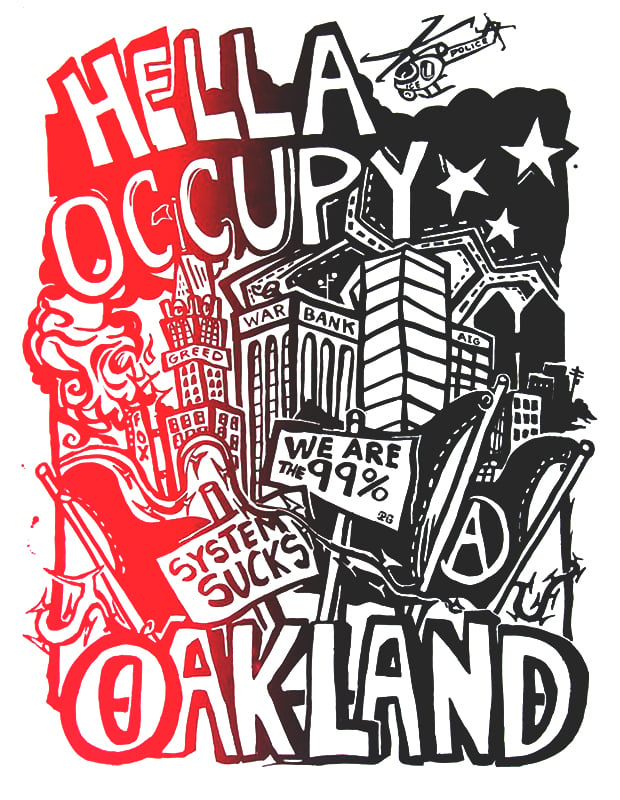 Image of Hella Occupy Oakland Silk Screened Poster