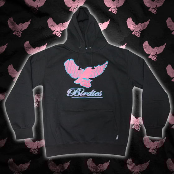 Image of Black/Pink/Lt.Blue Pattern Birdies Hoodie