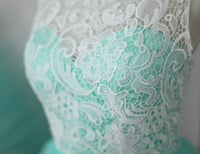 Image 3 of Beautiful Mint Tulle Lace Prom Gowns , Formal Gowns, Evening Dresses 