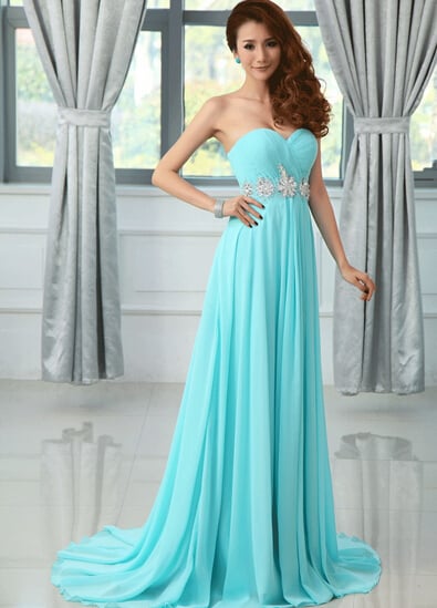 Beautiful Sweetheart Long Blue Beaded Prom Dresses , Evening Gowns, Formal Dresses
