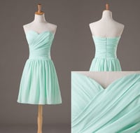 Image 2 of Lovely Handmade Sweetheart Prom Dresses , Mint Bridesmaid Dresses, Short Formal Dresses