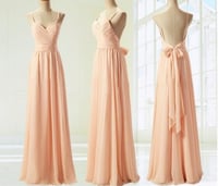 Image 1 of Beautiful Pink Straps Backless Prom Dresses , Bridesmaid Dresses, Pink Formal Dresses