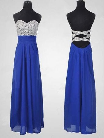 Glam Handmade Royal Blue Beaded Prom Dresses, Blue Prom Dress, Evening Dresses for Sale