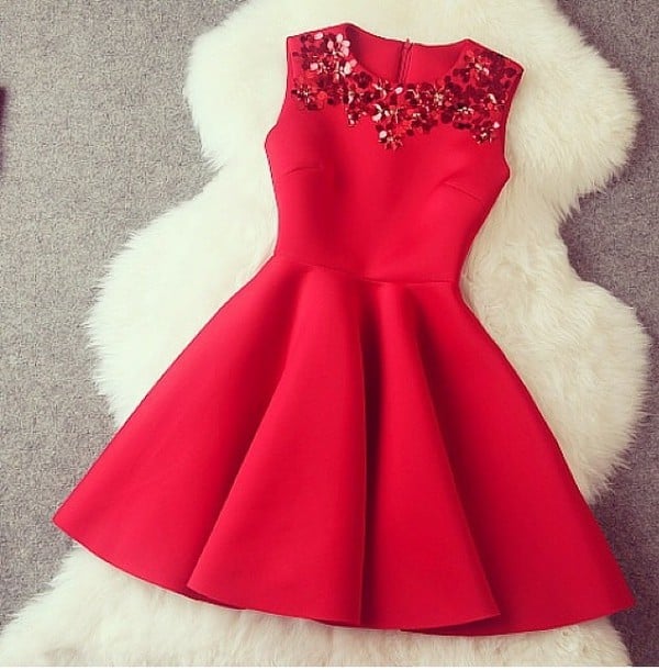 red formal mini dress