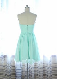 Image 2 of Cute Handmade Mint Knee Length Beaded Prom Dress, Homecoming Dresses