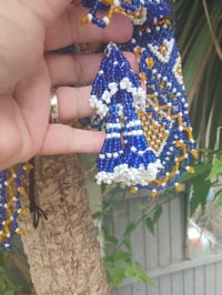 Image 3 of Tribal Boho Belt- triangle beads BLUE