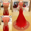Pretty Red Mermaid Long Applique Prom Gown 2016, Red Prom Dresses, Party Dresses