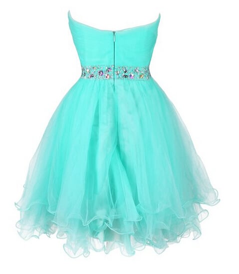 Lovely Tulle Mint Short Beaded Prom Dresses, Homecoming Dresses, Party Dresses 