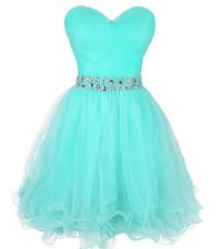Image 1 of Lovely Tulle Mint Short Beaded Prom Dresses, Homecoming Dresses, Party Dresses 