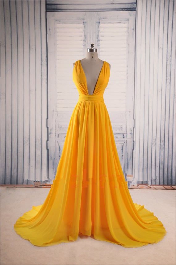 yellow sexy prom dresses