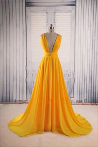 Image 1 of Sexy Handmade Yellow Prom Gowns, Sexy Evening Dresses, Formal Dresses, Party Dresses