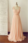 Lovely  Floor Length Straps Backless Prom Dress, Pearl Pink Formal Dresses, Party Dresses