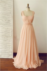 Image 1 of Lovely  Floor Length Straps Backless Prom Dress, Pearl Pink Formal Dresses, Party Dresses