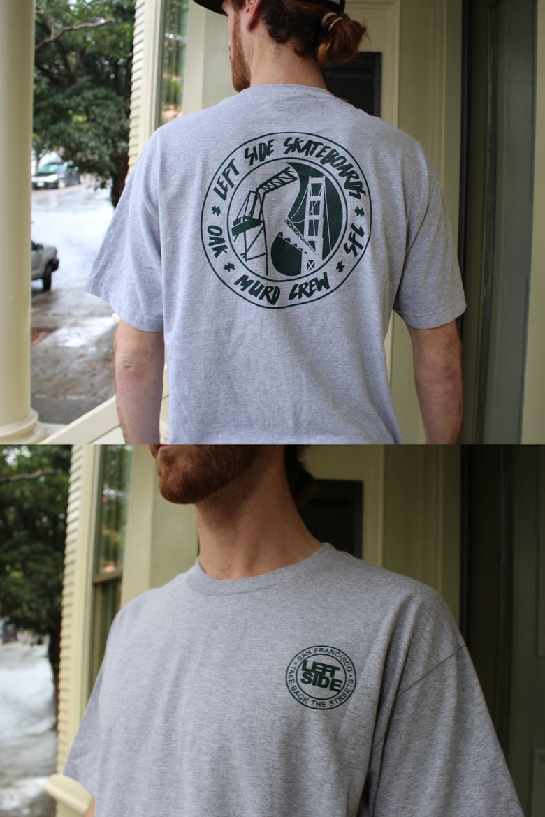 Image of Left Side x Murd Crew Collab Tee (Grey/Dark Green Ink)