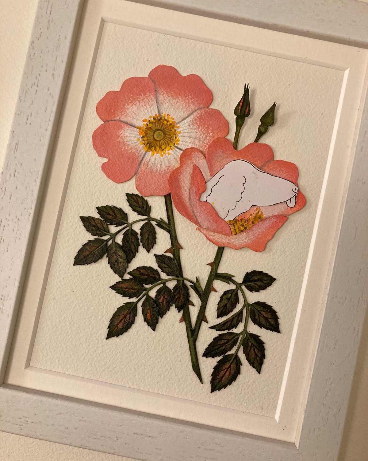 Image of Dog Roses Pet Portrait In Pre Made Frame