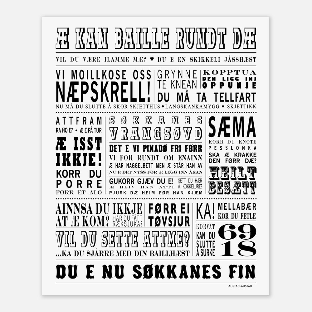 Troms plakat "Æ kan baille rundt dæ"